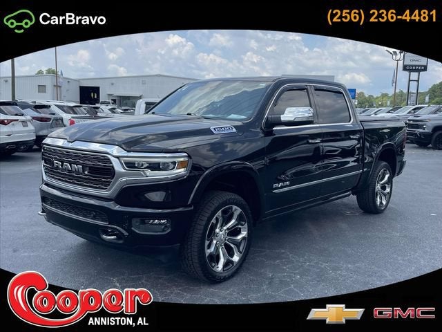 2021 RAM 1500 Limited Crew Cab 4x4 5'7" Box in Black — front three-quarter view