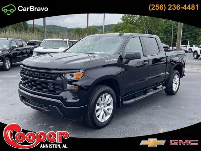 2025 Chevrolet Silverado 1500 Custom in Black — front three-quarter view