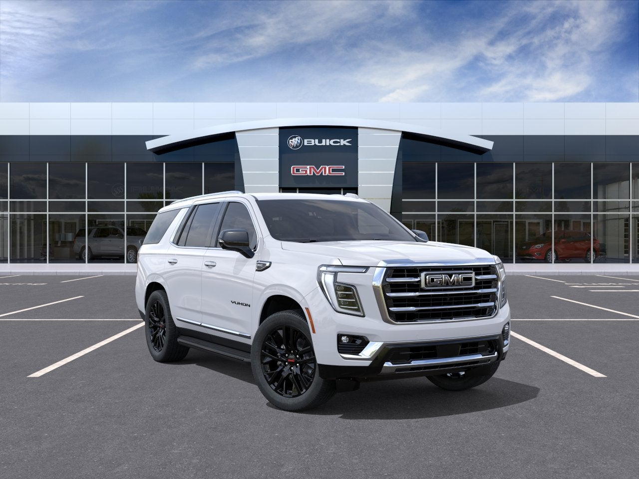 2026 GMC Yukon Elevation in Summit White — front three-quarter view