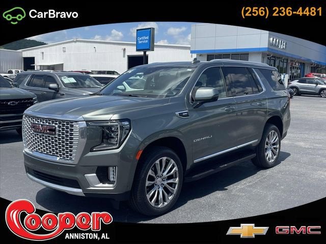 2023 GMC Yukon Denali in Frosted Pine Metallic — front three-quarter view