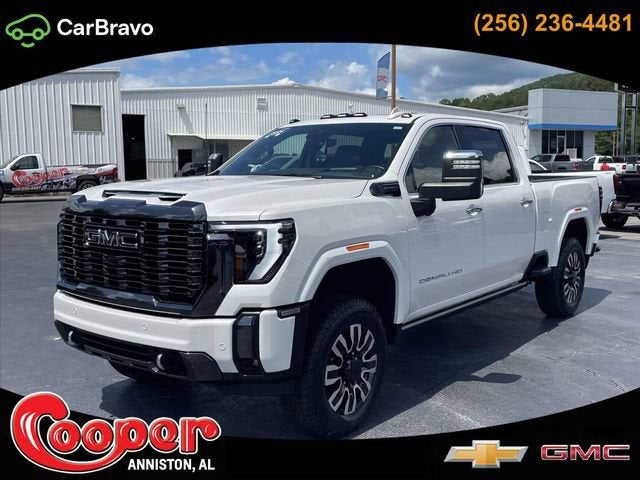 2024 GMC Sierra 3500 HD Denali Ultimate in White Frost Tricoat — front three-quarter view