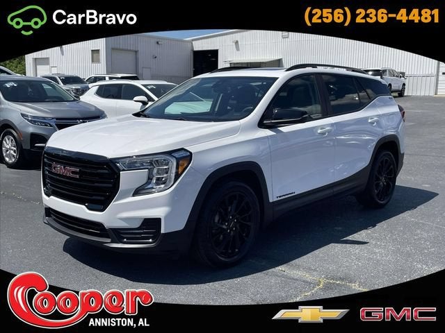 2023 GMC Terrain SLE in Summit White — front three-quarter view